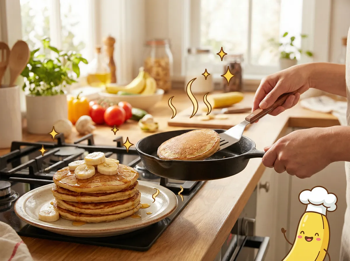 水果派 热门视频：香蕉松饼美食教程